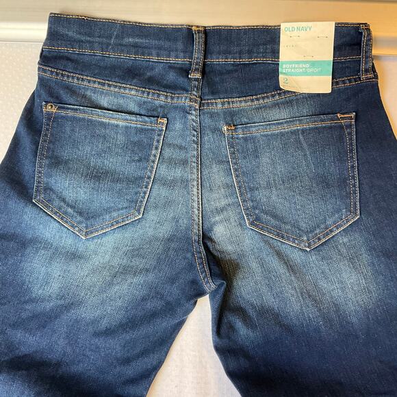 Old Navy Women Jeans size 2 US Blue Mid Rise Stretch Boyfriend Straight NWT - Picture 11 of 12